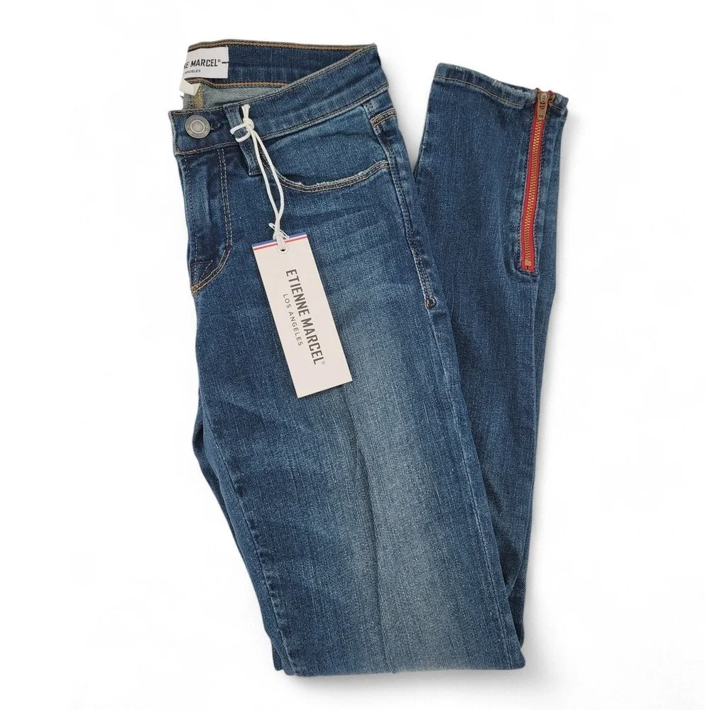 Etienne Marcel Skinny‎ Jeans 24 NWT Made in USA Zip Hem Mid Rise Stretch - Picture 3 of 6